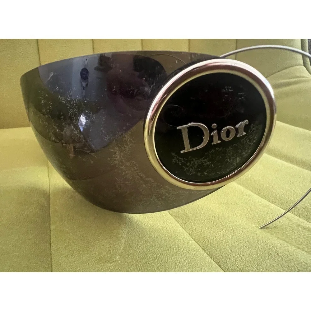 Christian Dior Vintage Shield Sunglasses Y2K Oversized Wrap Logo Medallion Black